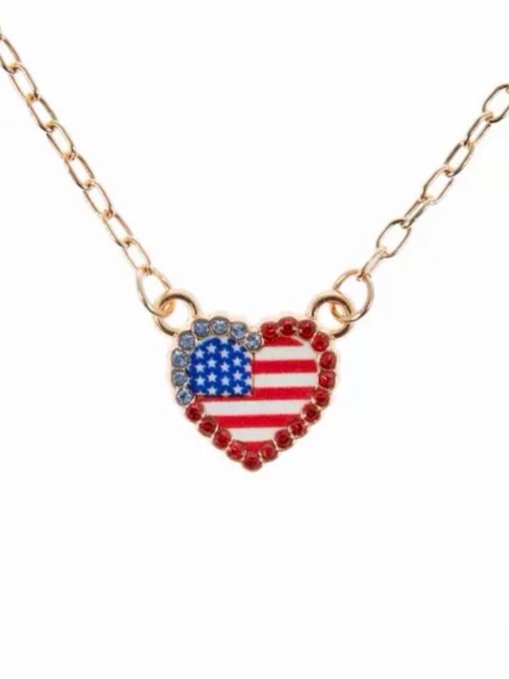 NWT ♥️💙 July 4th Patriotic American Flag Heart Necklace